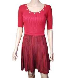 Candie’s Red Knit Flared Sweater Dress Medium
